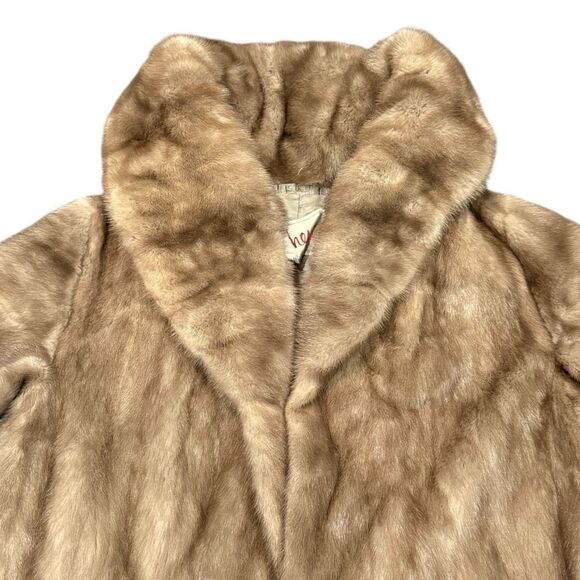 GENUINE MINK FUR COAT Vintage Full Length Autumn Haze Mink Coat Pastel Mink Coat - Picture 3 of 16